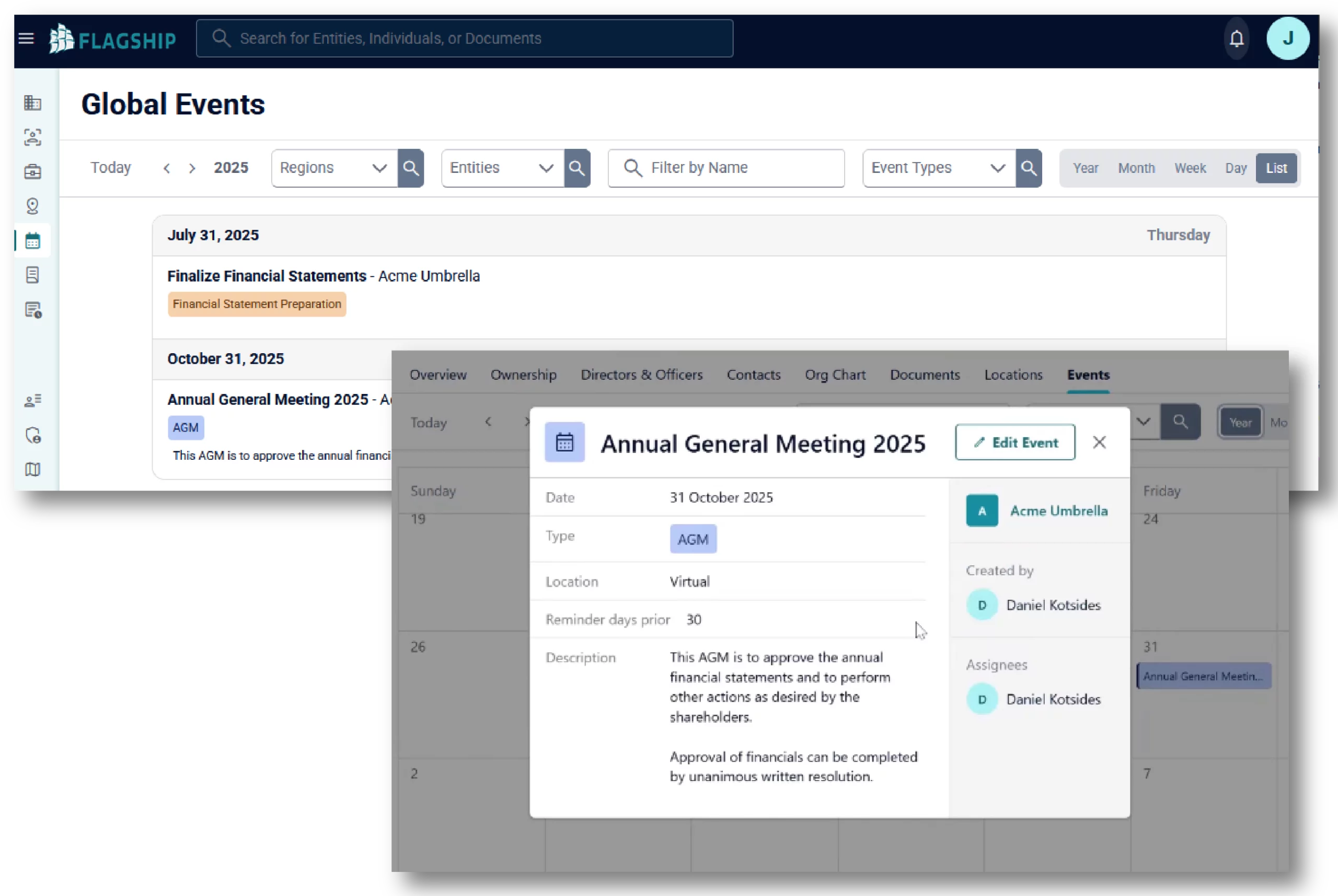 Global compliance calendar